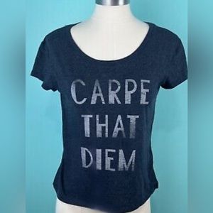 Hollister Size medium Blue Carpe That Diem Graphic Tee Shirt Short Sleeve